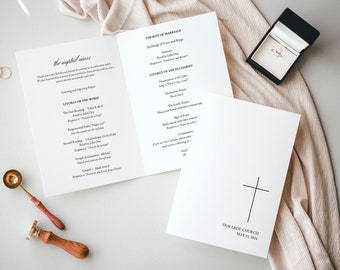Catholic Wedding Program Template: Classic Minimalist Design (Printable PDF)