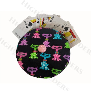 Divertido diseño colorido gatito gato, titulares de cartas, jugadores, club de bridge, regalos para tiburones de cartas, picas, dominó, consejos de póquer