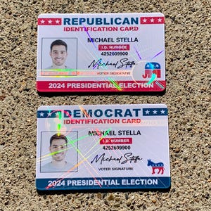 DEMOCRAT / REPUBLICAN Membership Supporter id Card - With your Face-  Donald Trump / Kamala Harris