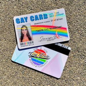 CARTA GAY personalizzata - Abbonamento Premium con MOTTO con opzione ologramma glitterato - documento d'identità gay - carta lgbt