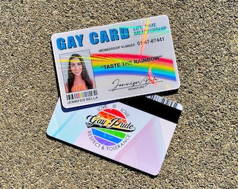 Personalised GAY CARD - Premium membership with MOTTO with Glitter hologram option - gay id - lgbt card