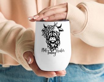 Sassy Highland Cow Wine Tumbler | Funny Cow Image | Boho Girl | Wine Glass