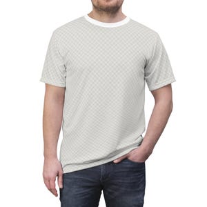 Preppy Plaid Men&#39;s Tee, Cozy Tartan Shirt in Silver, Gold Fall Flannel Shirt, Buffalo Check Unisex Top, Microfiber Knit Shirt S-3XL