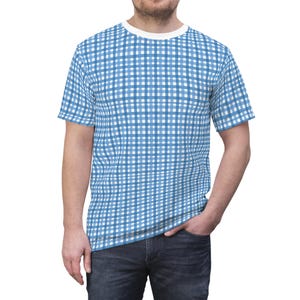 Preppy Plaid Men&#39;s Tee, Cozy Tartan Shirt in Silver, White Fall Flannel Shirt, Buffalo Check Unisex Top, Microfiber Knit Shirt S-3XL