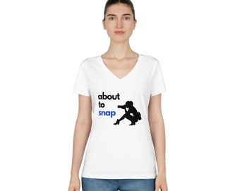 Casual Shirt Cute Tops for Women: Graphic Tee, Photographer "About to Snap" Inspiring Tee Women's V-Neck T-Shirt