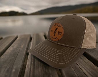 Israel Flag Map Leather Patch Trucker Hat