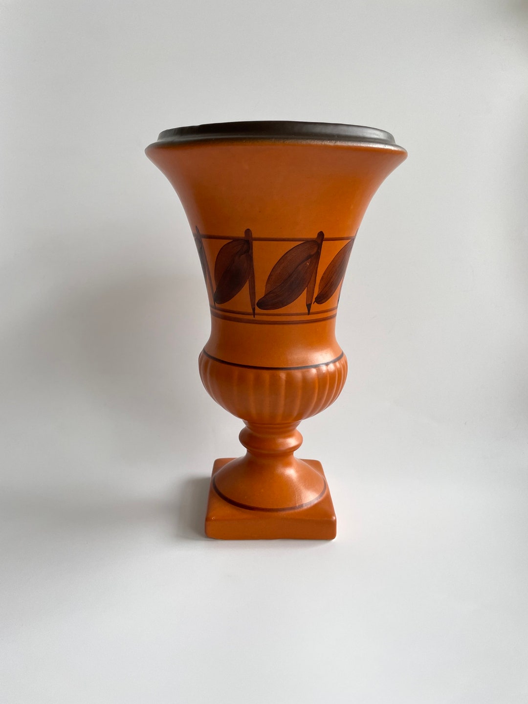 Vintage Honiton Orange Tall Ceramic Urn Vase Made in England Etsy