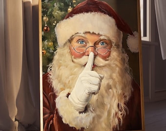 Santa Wall Art, Printable Santa Claus Portrait Painting, Winter Modern Farmhouse Holiday Decor, Digital Print, Downloadable Art