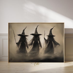 Witchy Wall Art, Halloween Witch Wall Art Print, Witchy Decor, Printable Vintage Style Rustic Witch Downloadable Art, Digital Print Painting