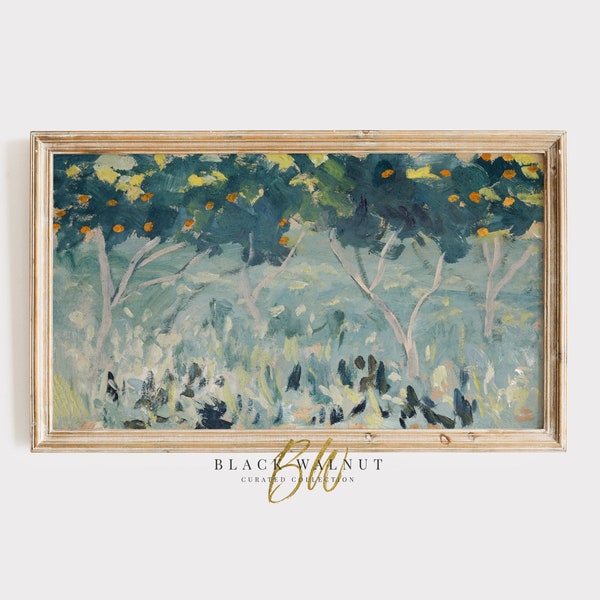 Samsung Frame TV Art Abstract Orange Tree, Vintage Painting, Spring Summer Aesthetic, Antique Painting, Digital Download, Colorful Art