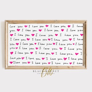 Arte de TV Frame del Día de San Valentín, Te Amo Carta de Amor con Corazones para Samsung Frame TV, Descarga Digital