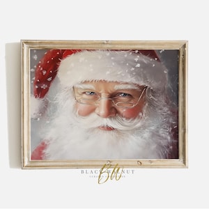 Santa Portrait Painting, Printable Santa Claus Print, Christmas Wall Art, Modern Farmhouse Holiday Decor Winter Digital Print