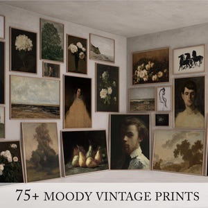 Vintage Moody Prints, Printable Dark Academia Gallery Wall Set Bundle, Moody French Country Wall Art Set, Antique Gallery Digital Prints