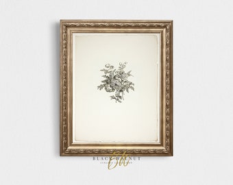 Vintage Floral Sketch, Printable Antique Floral Drawing, French County Farmhouse, Vintage Minimal Sketch, Flower Drawing, Printable Wall Art