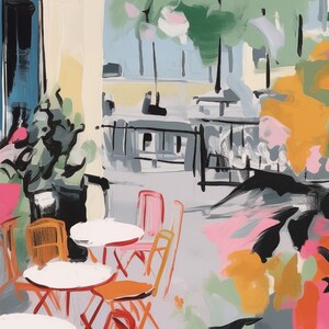 Paris Cafe Art Print, Pink Pastel Paris Painting, Coquette Room Decor, Girly Print, Trendy Wall Art, Gallery Wall Print Parisienne Aesthetic image 4