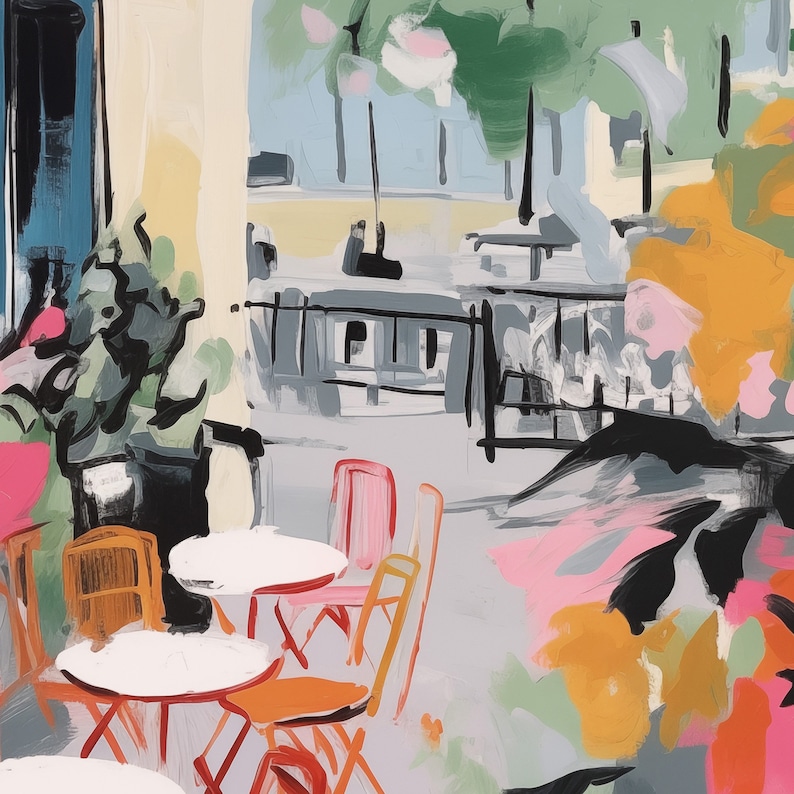 Paris Cafe Art Print, Pink Pastel Paris Painting, Coquette Room Decor, Girly Print, Trendy Wall Art, Gallery Wall Print Parisienne Aesthetic image 4