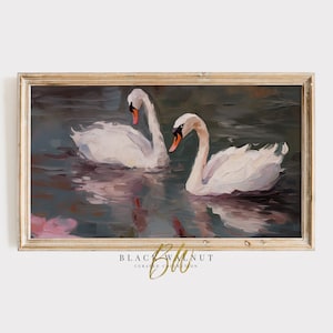 Samsung Frame TV Art Swan Painting, Coquette Room Decor, Swan Frame TV Art, Digital Download, Modern Farmhouse Decor