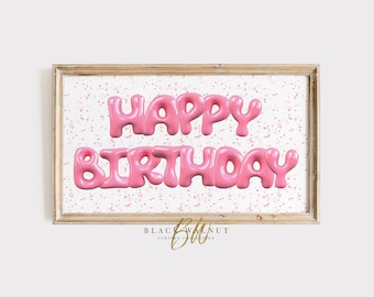 Alles Gute zum Geburtstag Rahmen TV Kunst, Pink Bubble Letters, Samsung Rahmen TV Geburtstag Party Dekor, 4K TV Art, digitaler Download