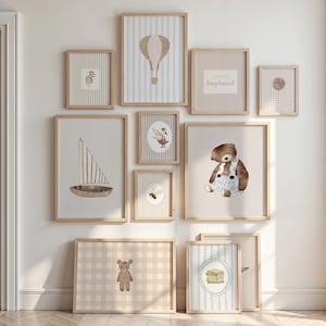 Boy Nursery Gallery Wall Set of 11 Prints, Vintage Aesthetic Decor, Neutral Cottagecore Decor Digital Prints Rustic Country Downloadable Art