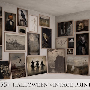 Vintage Halloween Prints, Printable Gallery Wall Prints, Dark Academia Decor, Moody Gothic Aesthetic, Spooky Fall Decor, Digital Prints