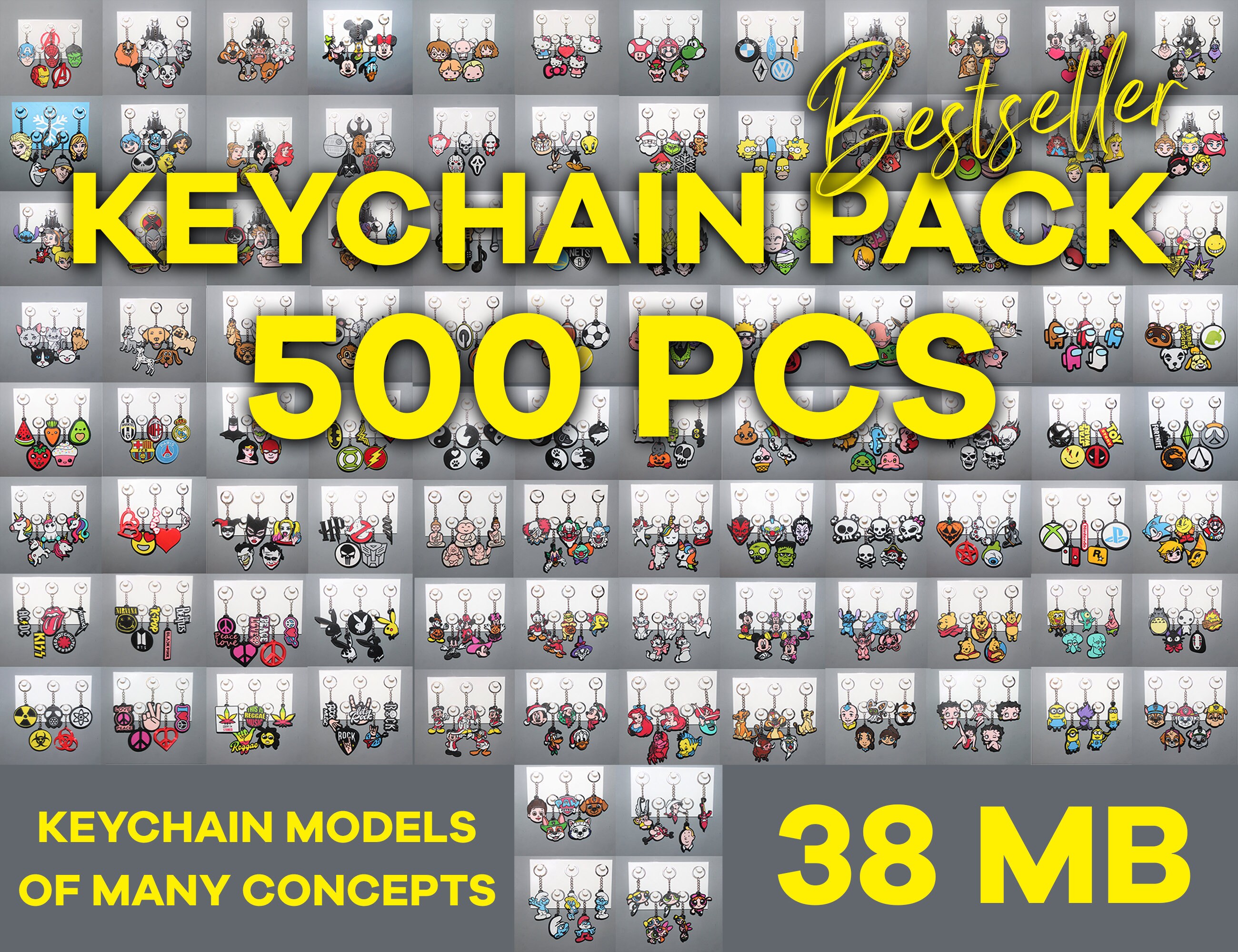 3D STL Giant Keychain Pack 500 Pcs High Quality Stl Models Etsy