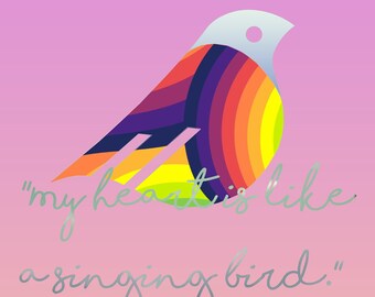 Bird Graphics designs rainbow shirt design Digital File, COMMERCIAL USE