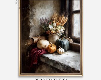 Rustic Harvest Arrangement Printable Wall Art, Autumn Still Life, Cozy Cottage Decor, Vintage Farmhouse Style, Digital Download 313