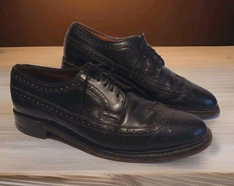 Vintage Royal Tweed Cheaney Churchs Wingtip Brogues Black UK Made Sz 11