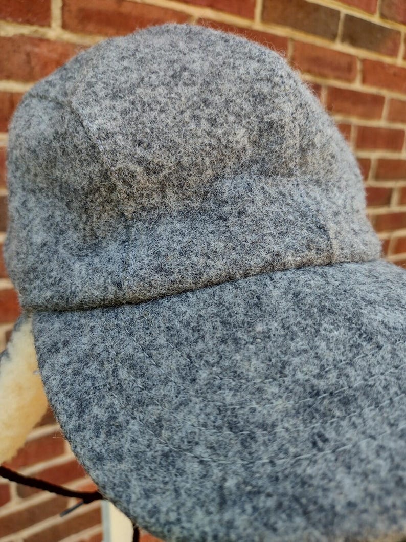 Vintage 80s Filson Wool Trapper Hat Shearling Lined USA ACTWU Medium image 3