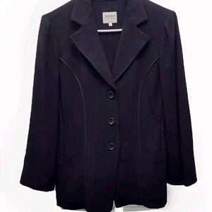 Giorgio Armani Le Collezioni Jacket Black Wool Crepe Size 4 Three-Button Blazer