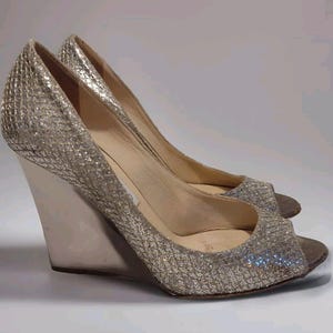 Jimmy Choo Mirror Sparkle wedged heel Sz 36 / 5.5