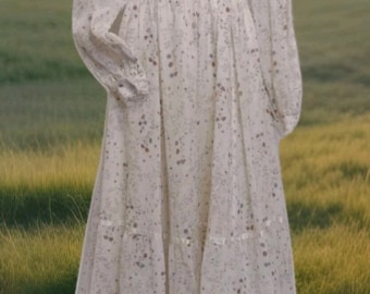 70s Gunne Sax Prairie Maxi Dress Lace Up Bodice Floral Sz 9