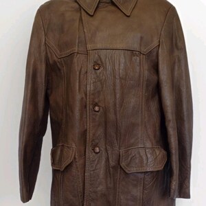 Chaqueta de cuero Grais Angel Skin Cabretta, talla 42R, con forro extraíble, fabricada en EE. UU., color marrón.