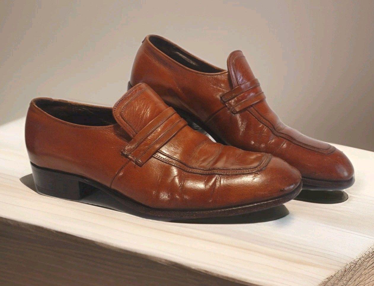 Vintage Florsheim Medallion Monk Strap Shoes 8.5C Brown 