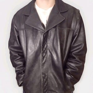 Blouson en cuir souple Guess vintage noir Old Stock Beurre avec doublure amovible L