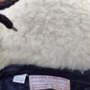 Vintage 80s Filson Wool Trapper Hat Shearling Lined USA ACTWU Medium image 10
