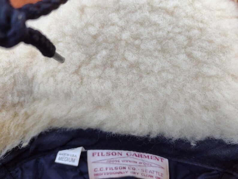 Vintage 80s Filson Wool Trapper Hat Shearling Lined USA ACTWU Medium image 10