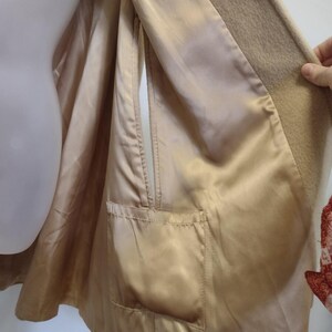 VTG 70s Pendleton 100% Virgin Wool Camel Cape Coat Arm Slits Satin Lined Sz 14 image 8