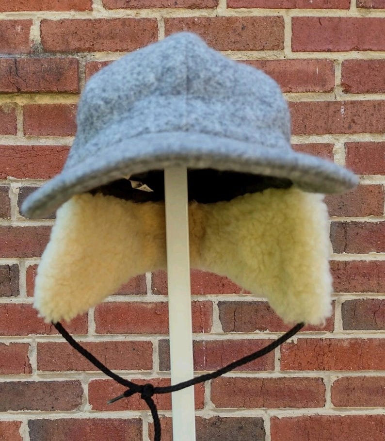 Vintage 80s Filson Wool Trapper Hat Shearling Lined USA ACTWU Medium image 2