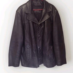 Y2K Vintage Guess Butter Soft svart lammskinnjacka med avtagbart foder L