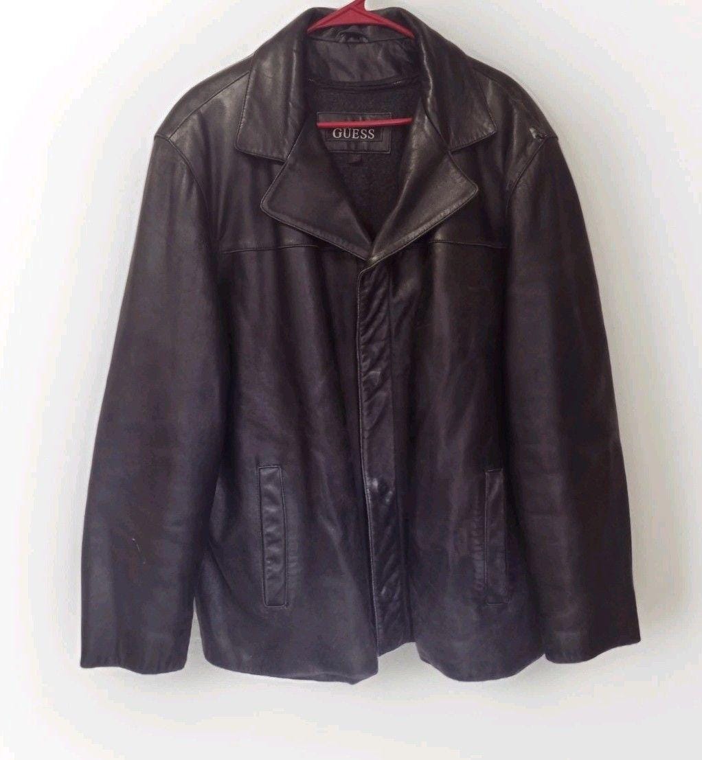 Vintage Guess Leather Jacket - Etsy