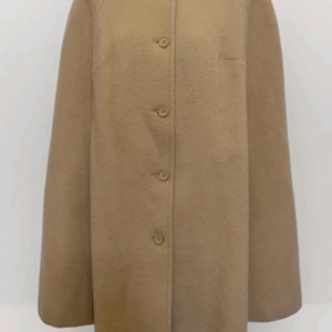VTG 70s Pendleton 100% Virgin Wool Camel Cape Coat Arm Slits Satin Lined Sz 14 image 1