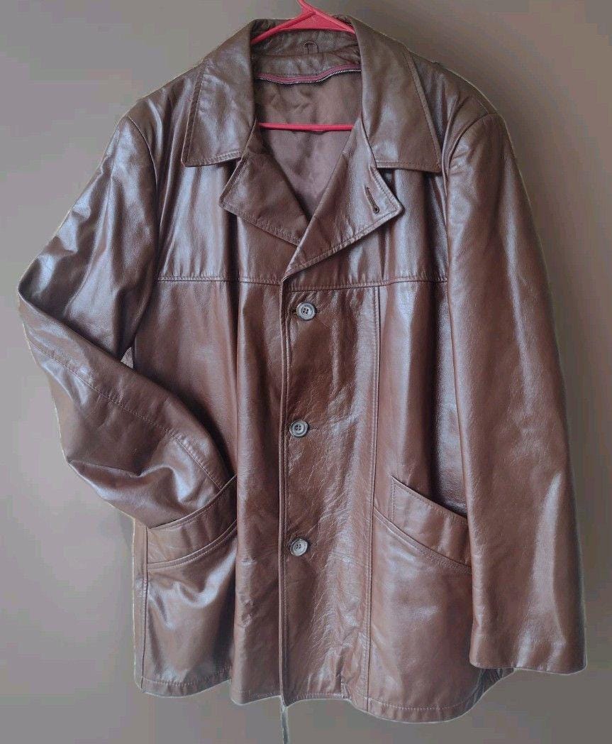 Leather 80's Brown Vintage Jacket Leather Brown Vintage Euro 1980s ジャケット・アウター Bomber Style Retro Iconic – Jacket ジャケット・アウター