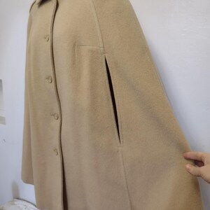 VTG 70s Pendleton 100% Virgin Wool Camel Cape Coat Arm Slits Satin Lined Sz 14 image 2