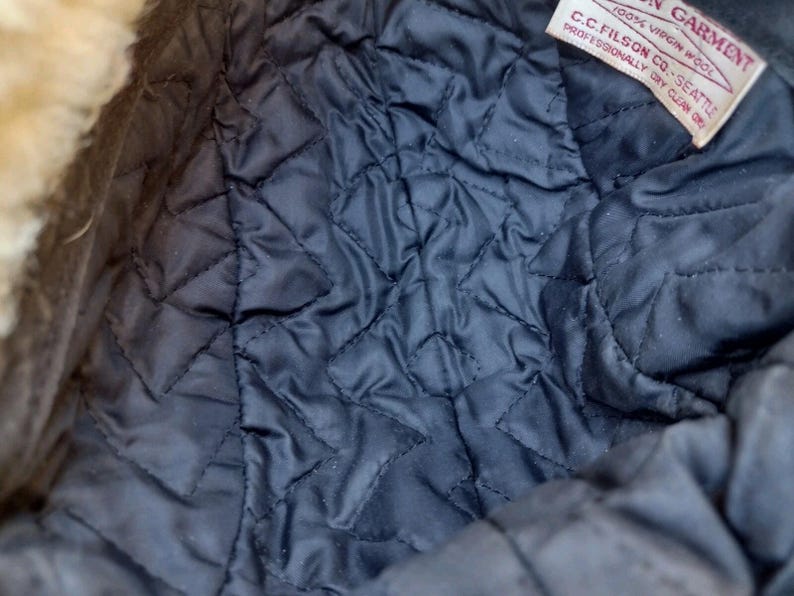 Vintage 80s Filson Wool Trapper Hat Shearling Lined USA ACTWU Medium image 7