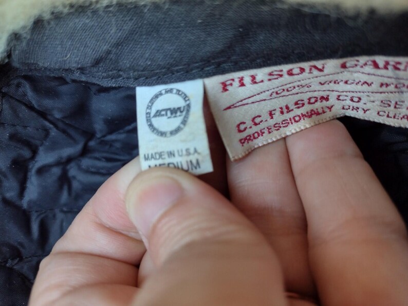 Vintage 80s Filson Wool Trapper Hat Shearling Lined USA ACTWU Medium image 13