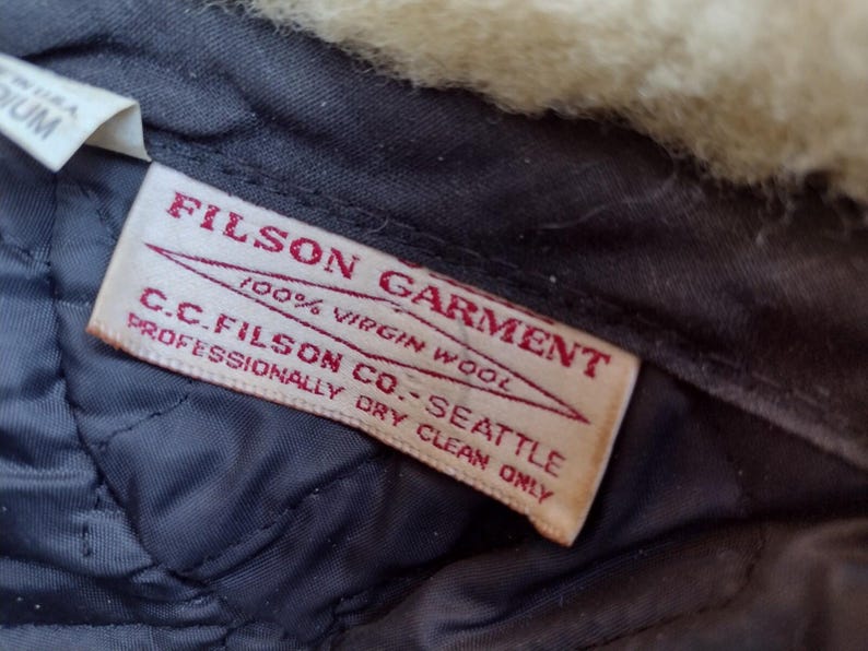 Vintage 80s Filson Wool Trapper Hat Shearling Lined USA ACTWU Medium image 12