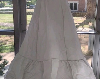 Vintage 50s Ele‑Sue Full Length Nylon Petticoat Slip White Tiered Net Size 10