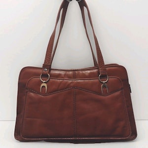 Vintage 60s Genuine Leather Chestnut Brown Shoulder Bag Unbranded