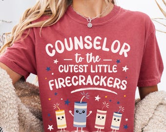 Comfort Colors Counselor Shirt: Cutest Little Firecrackers | Patriotic 4th of July School Counselor Tee